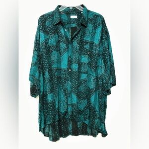 Biondi Vintage Button down Shirt Short sleeve Green/Black Men’s Size XL